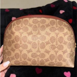 Coach Juliene  Tan and Brown signature print domed Pouch